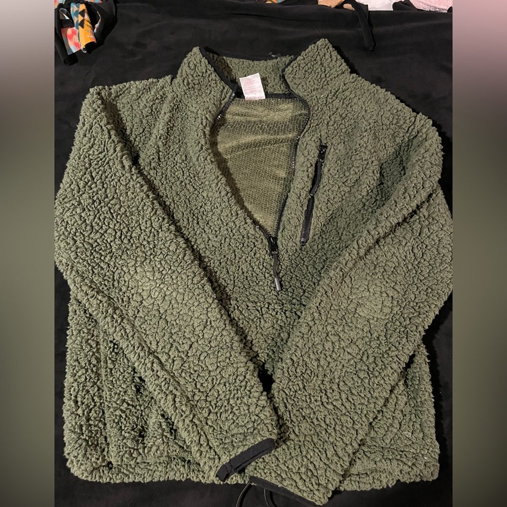 Olive Green 1/4 Zip w/ cinch bottom